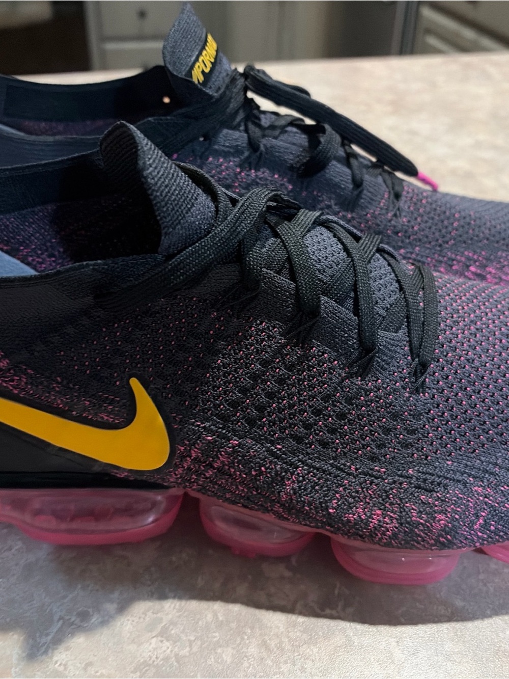 NIKE AIR VAPORMAX FLYKNIT SHOES GRIDIRON GRAY PINK BLAST MENS 15